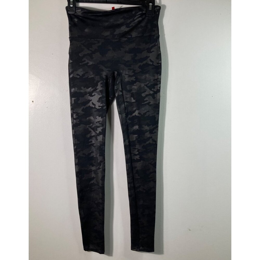 Womens Spanx Camo Leggings Black Green M Nylon Elastane